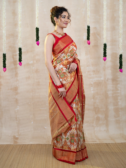 Ambari Design & Zari Full Tissue Pochampally Pure Silk Saree