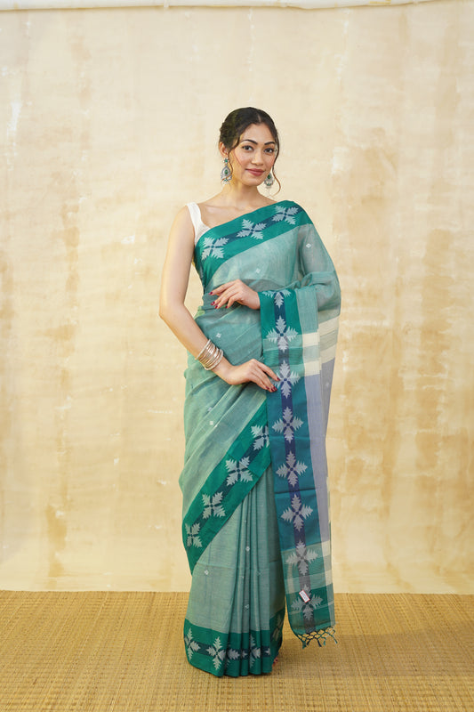 Pine Green Pure Cotton Saree