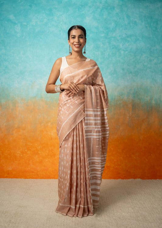 Casual Peach Cotton Saree