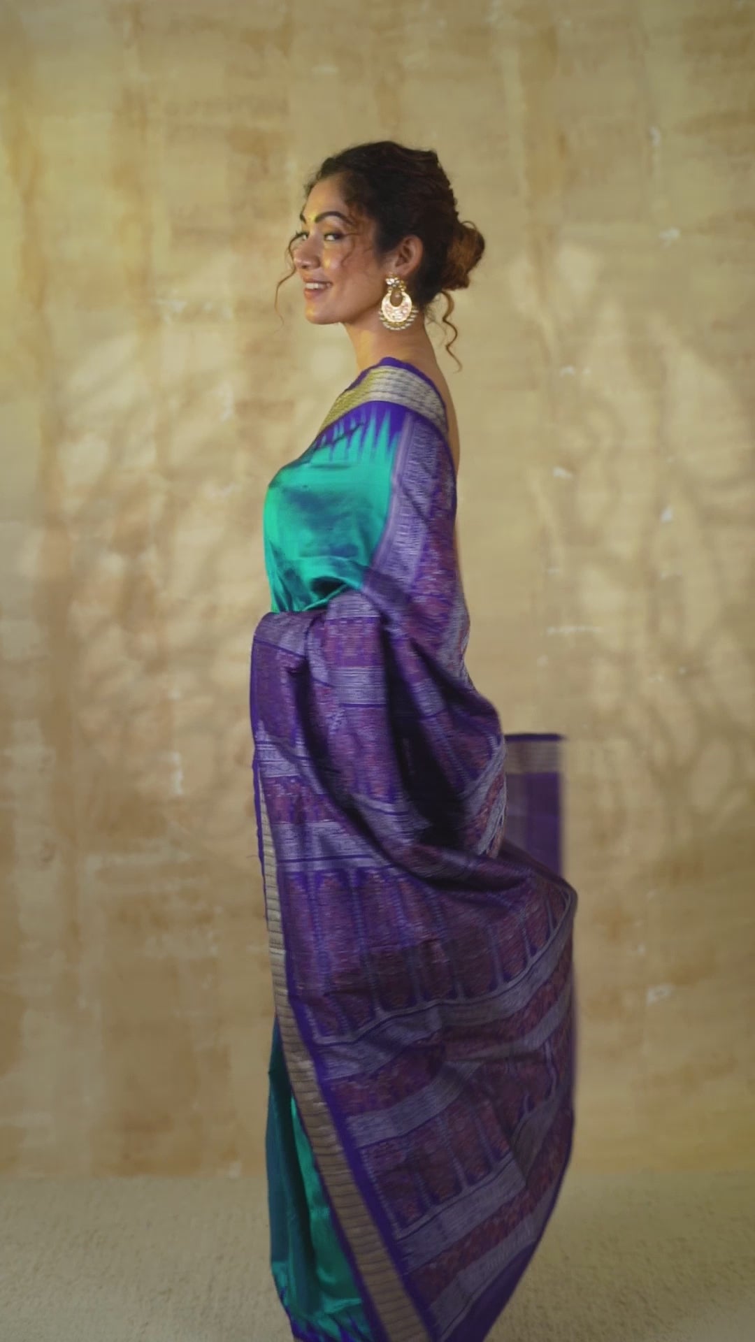 Eastern Blue and Violet Ikkat Silk Saree